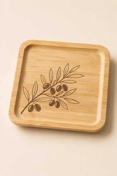 Classic Zeytin Dalı Bambu Meyve Tabağı - 15x15