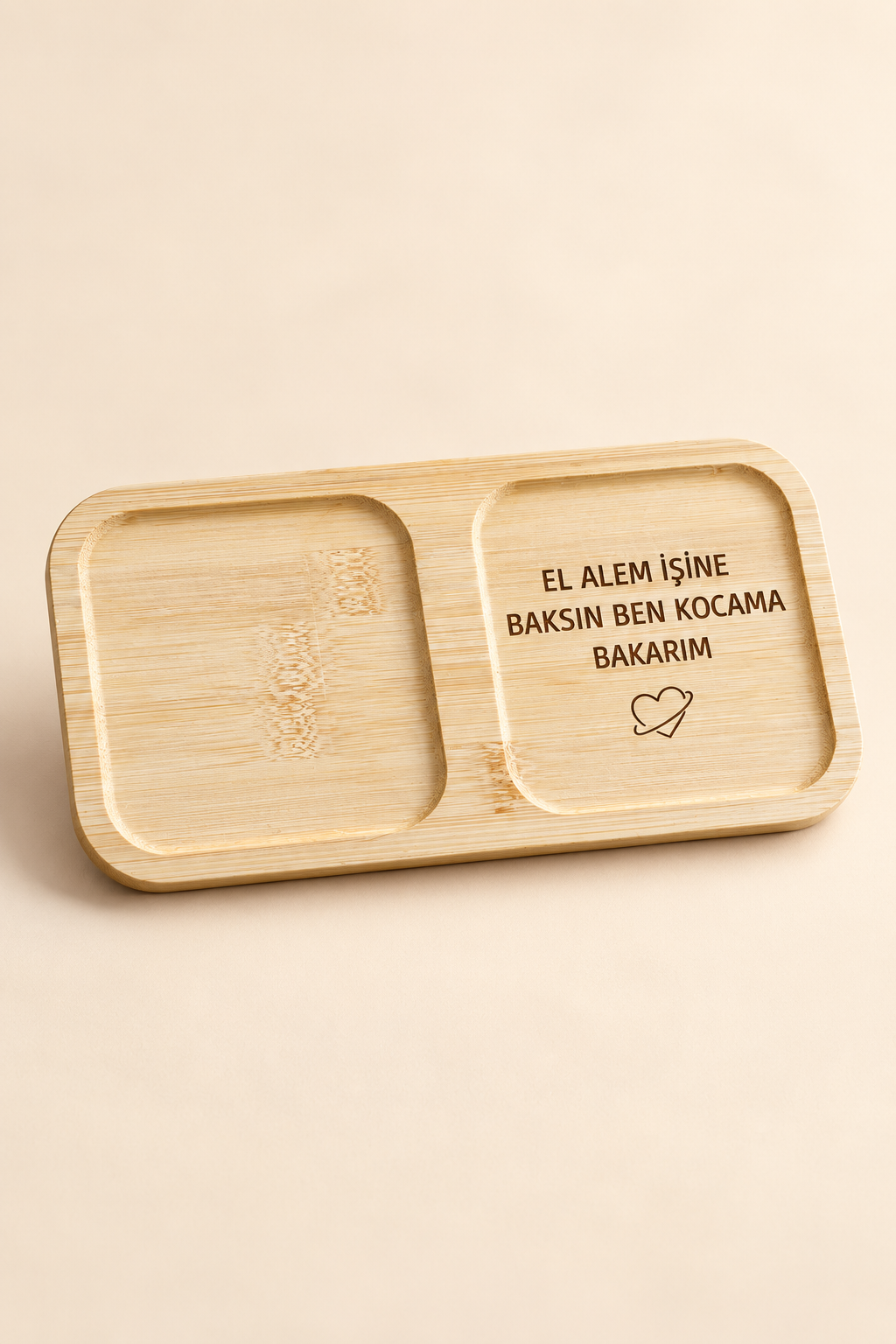 "El Alem İşine Baksın" Bambu Kahve Sunum Tabağı - Dikdörtgen