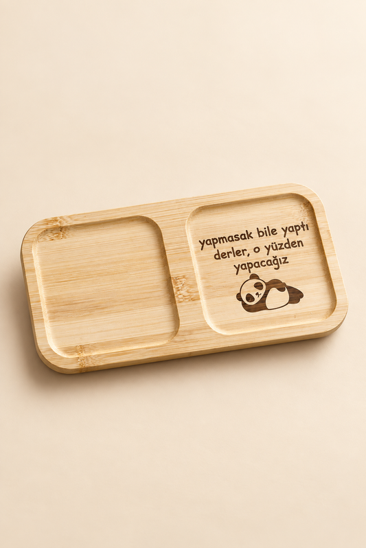 "Yapmasak da Yaptı Derler" Panda Detaylı Kahve Sunum Tabağı