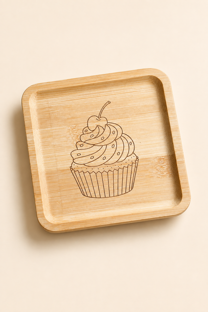 Classic Cupcake Bambu Meyve Tabağı - 15x15