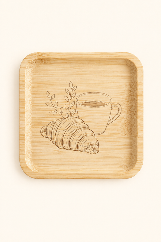 Classic Kahve & Kruvasan Bambu Meyve Tabağı - 15x15