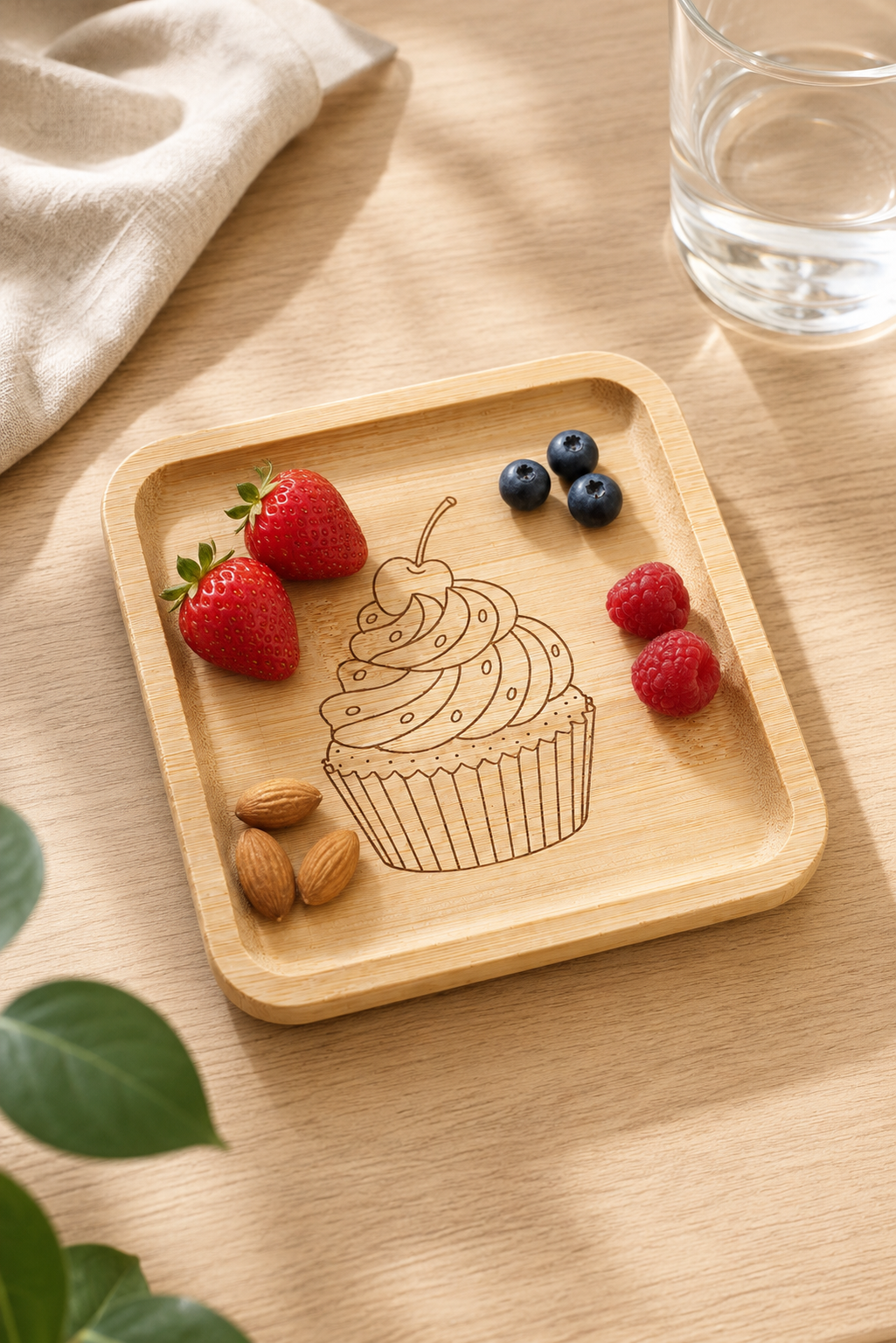 Classic Cupcake Bambu Meyve Tabağı - 15x15