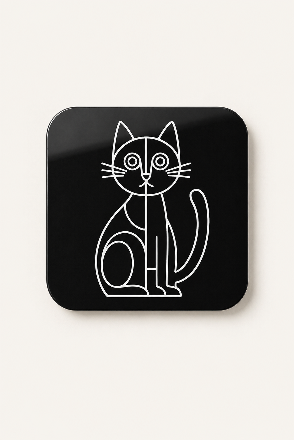Minimal Kedi Figürlü Bardak Altlığı