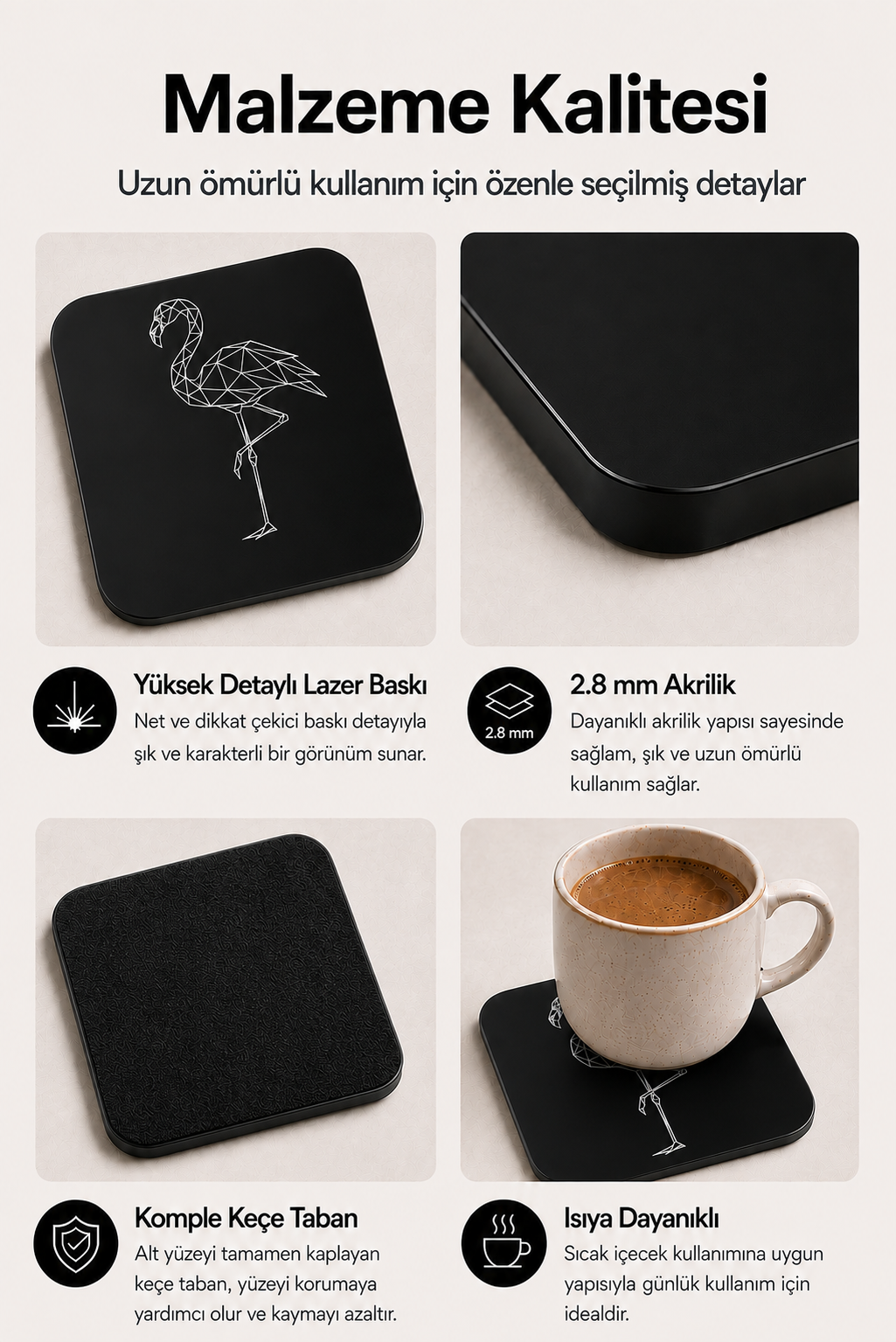 Minimal Flamingo Bardak Altlığı