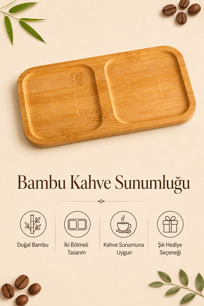 Kişiye Özel Yazılı Bambu Kahve Sunum Tabağı - Dikdörtgen