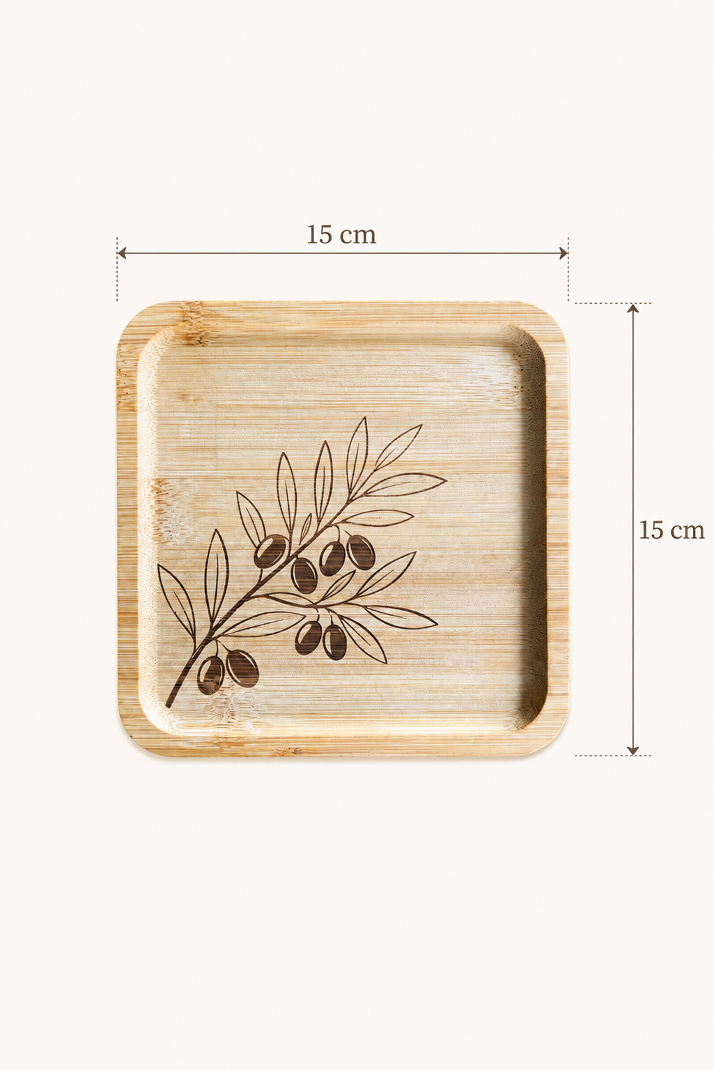 Classic Zeytin Dalı Bambu Meyve Tabağı - 15x15
