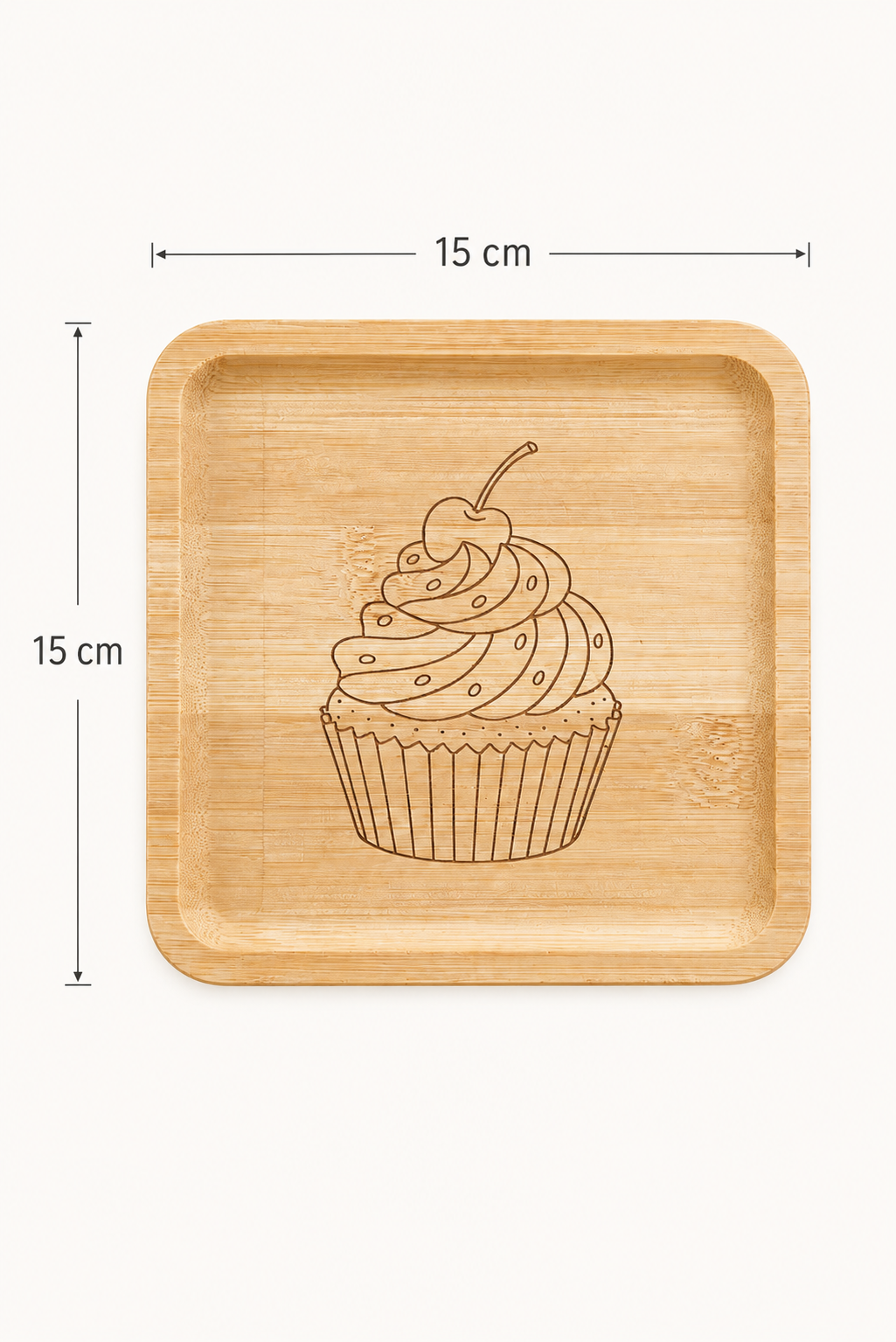 Classic Cupcake Bambu Meyve Tabağı - 15x15