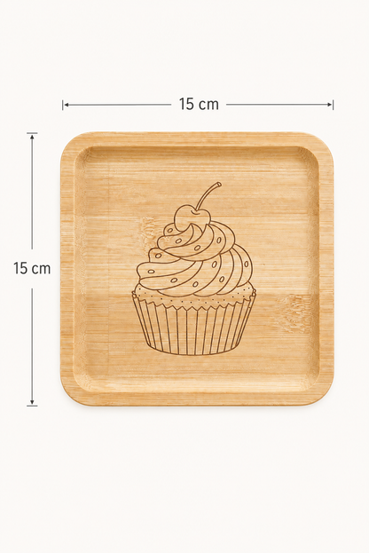 Classic Cupcake Bambu Meyve Tabağı - 15x15
