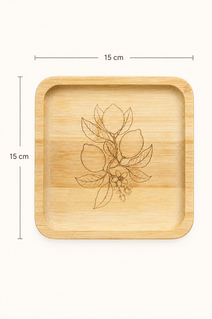 Classic Limon Dalı Bambu Meyve Tabağı - 15x15